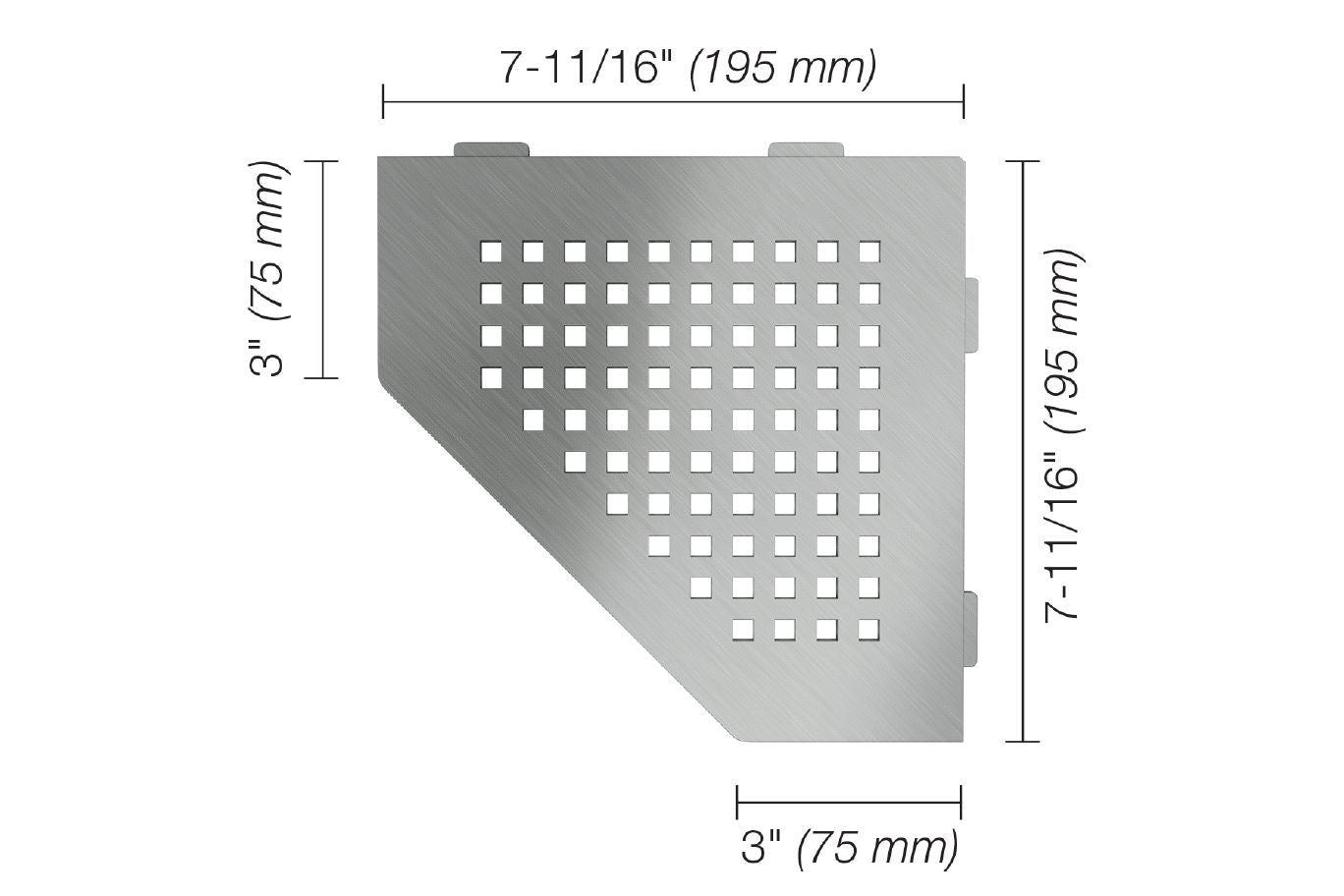 Schluter®-SHELF-E Corner shelf designed for tiled walls