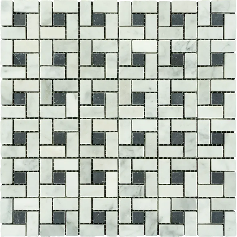 Arizona TileARIZONA TILE Bianco Carrara Bianco CarraraPinwheel w/Black Dot MeshPolishedARIZONA TILE Bianco Carrara