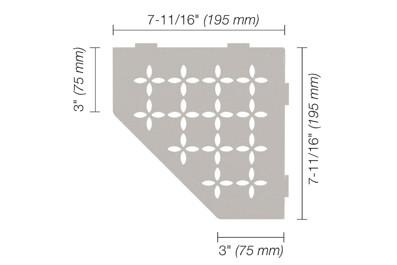 Schluter®-SHELF-E Corner shelf designed for tiled walls