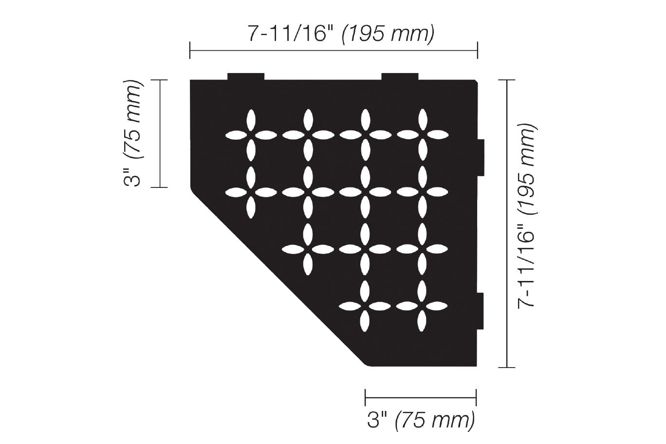 Schluter®-SHELF-E Corner shelf designed for tiled walls