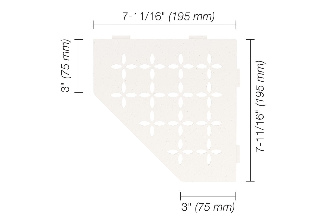 Schluter®-SHELF-E Corner shelf designed for tiled walls