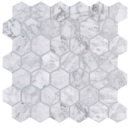 MAGMA Store & ServicesARIZONA TILE Bianco Carrara Large Format Natural Stone Tile 2 x 2 Hexagon MeshHonedARIZONA TILE Bianco Carrara Large Format Natural Stone Tile