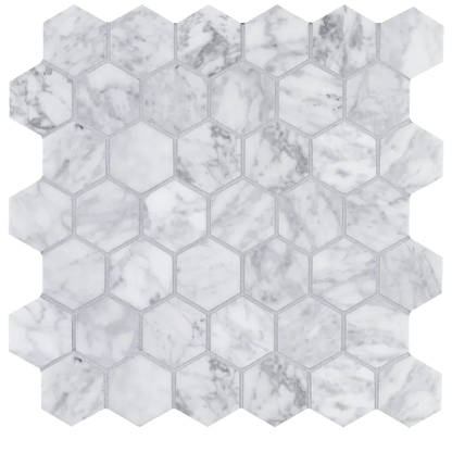 MAGMA Store & ServicesARIZONA TILE Bianco Carrara Large Format Natural Stone Tile 2 x 2 Hexagon MeshPolishedARIZONA TILE Bianco Carrara Large Format Natural Stone Tile