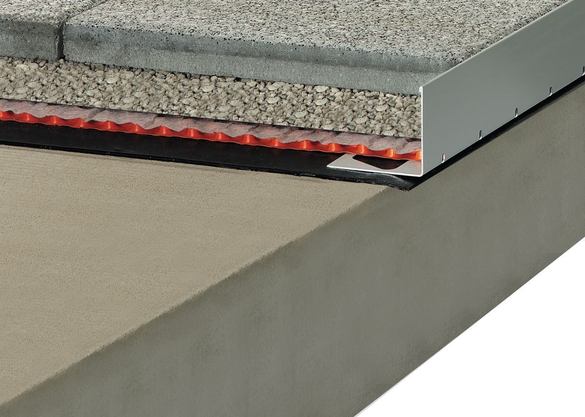 SCHLUTER SYSTEMSSchluter®-BARA-RWL Edging profile with drainage holes for large-format pavers Materialclassic grey15 mm (9/16")-250 cm (8' 2-1/2")Schluter®-BARA-RWL Edging profile with drainage holes for large-format pavers