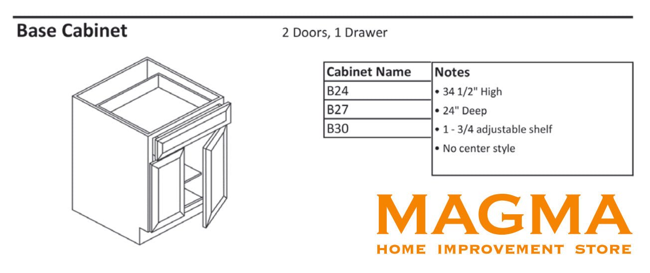 Highland CabinetsBase Cabinet - 2 Doors 1 Drawer - Shaker Kitchen Cabinet B24Onyx BlackBase Cabinet - 2 Doors 1 Drawer - Shaker Kitchen Cabinet