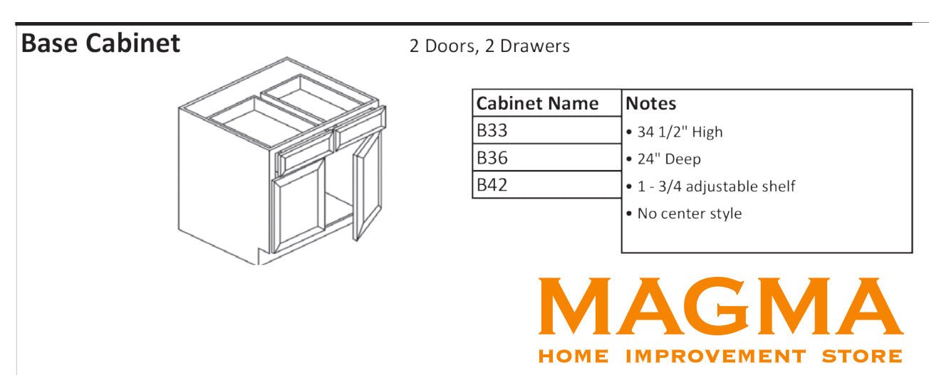 Highland CabinetsBase Cabinet - 2 Doors 2 Drawers - Shaker Kitchen Cabinet B33Onyx BlackBase Cabinet - 2 Doors 2 Drawers - Shaker Kitchen Cabinet