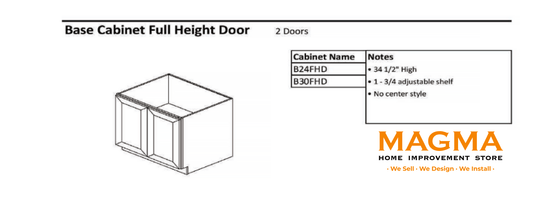 Highland CabinetsBase Cabinet Full Height Door - 2 Doors - Shaker Kitchen Cabinet WhiteB24FHDBase Cabinet Full Height Door - 2 Doors - Shaker Kitchen Cabinet