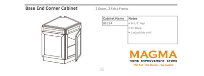 Highland CabinetsBase End Corner Cabinet - 2 Doors, 2 False Fronts - Shaker Kitchen Cabinet WhiteBEC24Base End Corner Cabinet - 2 Doors, 2 False Fronts - Shaker Kitchen Cabinet