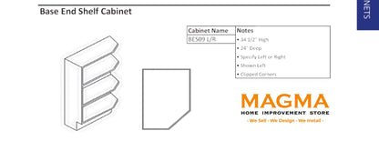 Highland CabinetsBase End Shelf Cabinet - Shaker Kitchen Cabinet WhiteBES09 L\RBase End Shelf Cabinet - Shaker Kitchen Cabinet
