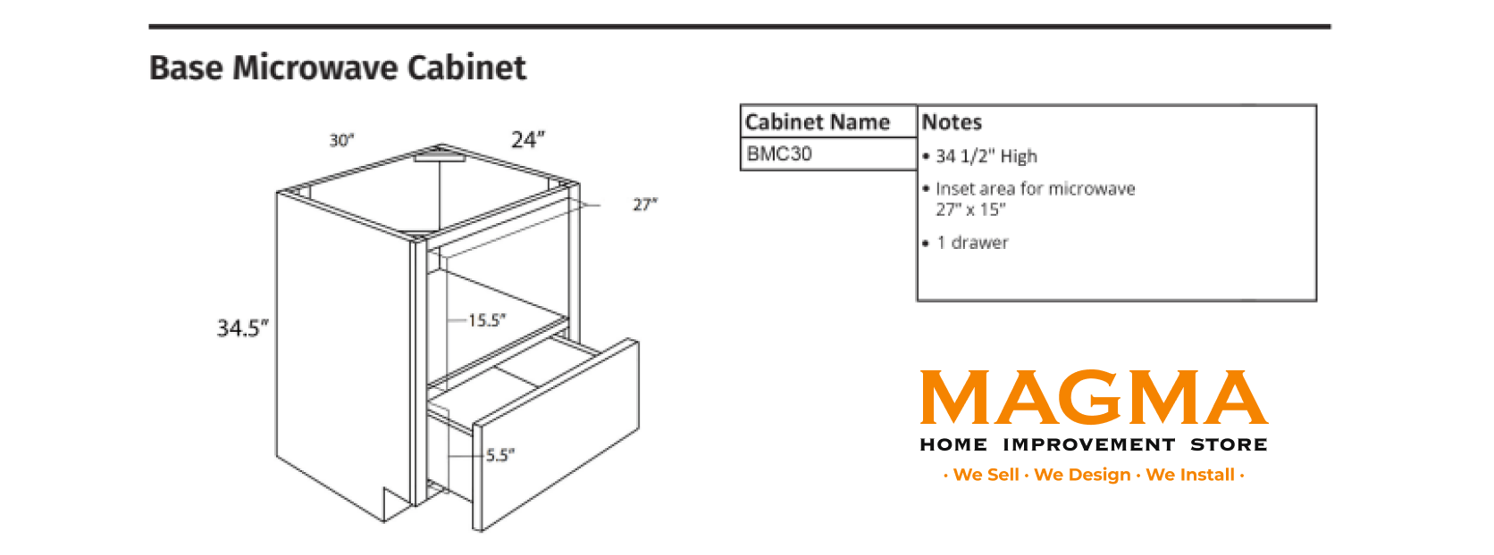 Highland CabinetsBase Microwave Cabinet - Shaker Kitchen Cabinet WhiteBMC30Base Microwave Cabinet - Shaker Kitchen Cabinet