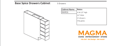 Highland CabinetsBase Spice Drawers Cabinet- 5 Drawers - Shaker Kitchen Cabinet WhiteBWRC6Base Spice Drawers Cabinet- 5 Drawers - Shaker Kitchen Cabinet