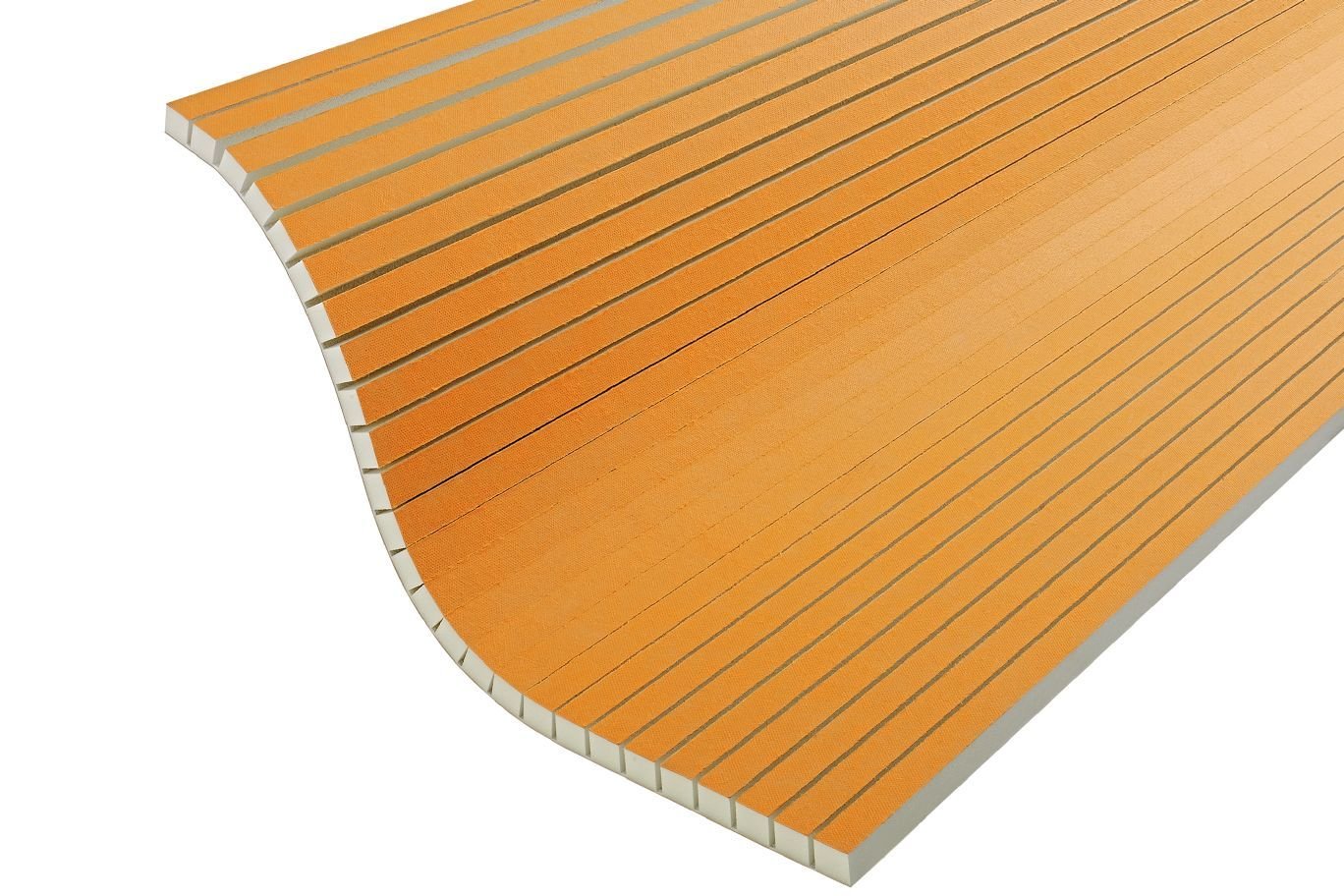 SCHLUTER SYSTEMSSchluter®-KERDI-BOARD-V Vertically grooved building panel to create curved elements for tile Schluter®-KERDI-BOARD-V Vertically grooved building panel to create curved elements for tile