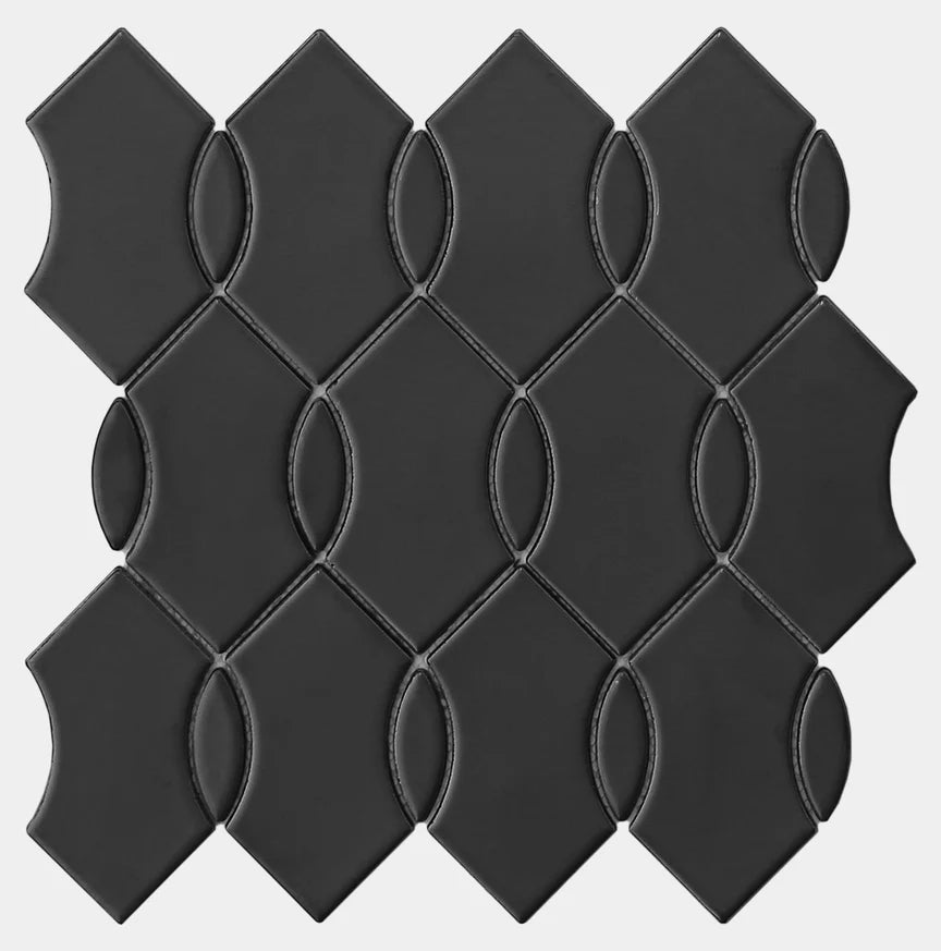 Emser TileEMSER TILE Mythos Wave on Mesh, Ceramic Mosaic Black12" X 12"EMSER TILE Mythos Wave on Mesh, Ceramic Mosaic