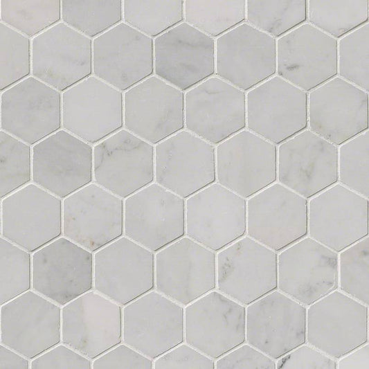 MSICarrara White 2 Hexagon Mosaic MSI Tiles Carrara White 2 Hexagon Mosaic MSI Tiles