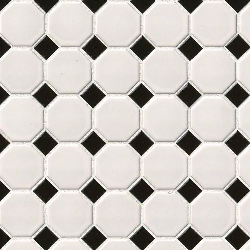 MSIWhite and Black Matte Octagon Mosaic MSI Tiles White and Black Matte Octagon Mosaic MSI Tiles