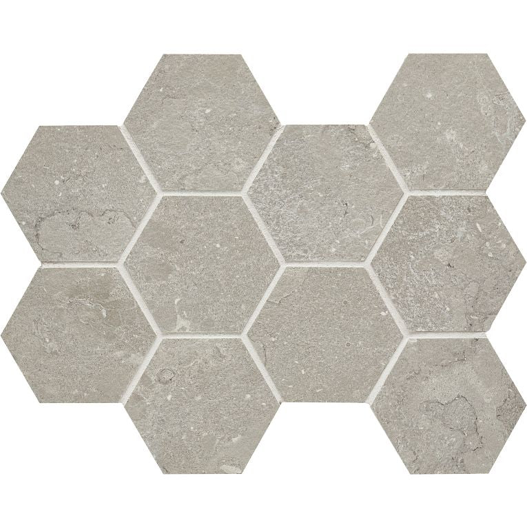 Arizona TileARIZONA TILE Lagos Large Format Porcelain Tile Light Grey4 Inch Hex MeshARIZONA TILE Lagos Large Format Porcelain Tile