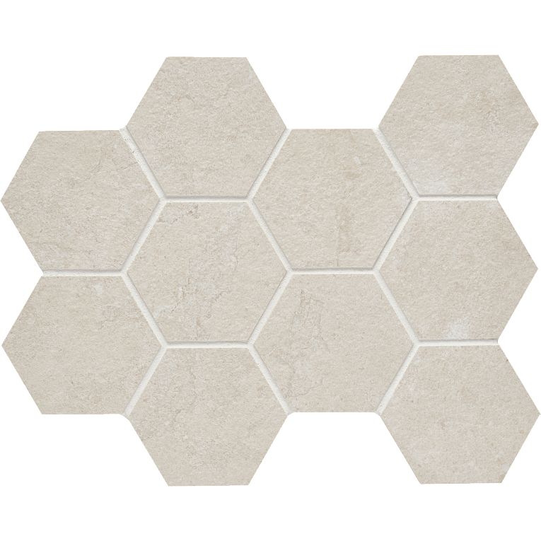 Arizona TileARIZONA TILE Lagos Large Format Porcelain Tile Ivory4 Inch Hex MeshARIZONA TILE Lagos Large Format Porcelain Tile