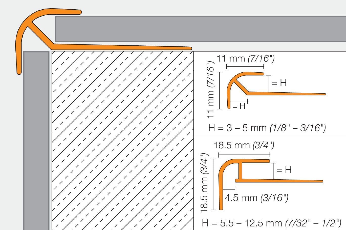 SCHLUTER SYSTEMSSCHLUTER SYSTEMS Schluter®-VINPRO-RO Resilient surface edging profile with rounded reveal aluminumbrushed antique bronze anodized3 mm (1/8 ")SCHLUTER SYSTEMS Schluter®-VINPRO-RO Resilient surface edging profile with rounded reveal