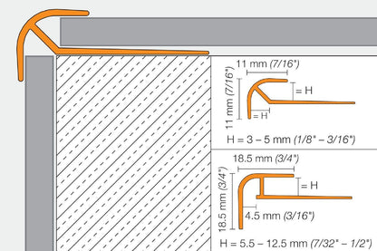 SCHLUTER SYSTEMSSCHLUTER SYSTEMS Schluter®-VINPRO-RO Resilient surface edging profile with rounded reveal aluminumbrushed antique bronze anodized3 mm (1/8 ")SCHLUTER SYSTEMS Schluter®-VINPRO-RO Resilient surface edging profile with rounded reveal