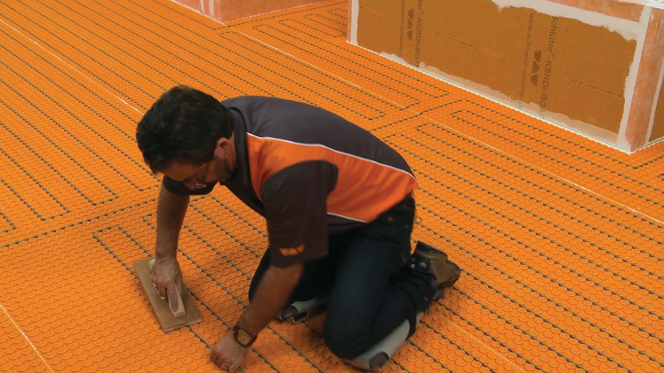 Schluter®-DITRA-HEAT-E-HK Electric radiant floor heating cables used w ...