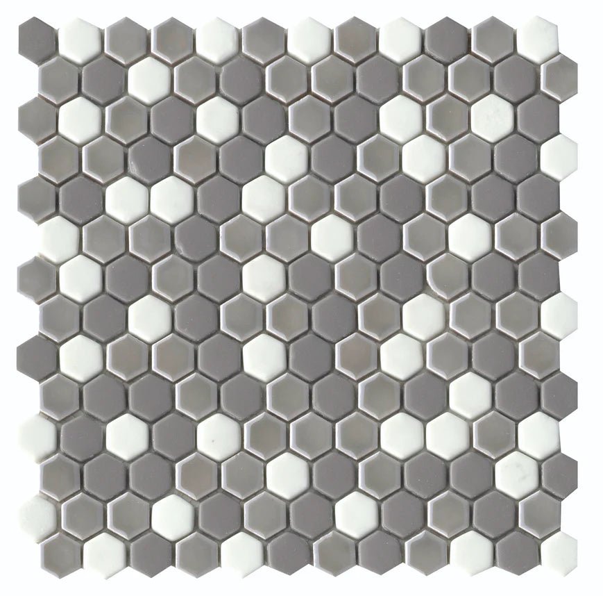 Emser TileEMSER TILE Confetti II Blend Hexagon on Mesh, Glazed Ceramic Freddo12" X 12" Hexagon MosaicEMSER TILE Confetti II Blend Hexagon on Mesh, Glazed Ceramic