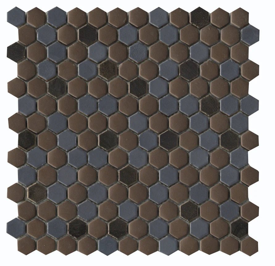 Emser TileEMSER TILE Confetti II Blend Hexagon on Mesh, Glazed Ceramic Metal12" X 12" Hexagon MosaicEMSER TILE Confetti II Blend Hexagon on Mesh, Glazed Ceramic