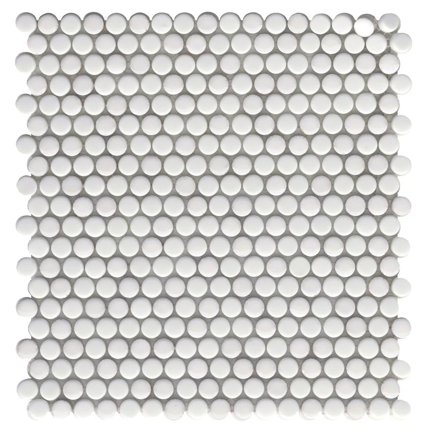 Emser TileEMSER TILE Confetti II Solid Penny on Mesh, Glazed Ceramic White12" X 12" Penny Round MosaicEMSER TILE Confetti II Solid Penny on Mesh, Glazed Ceramic