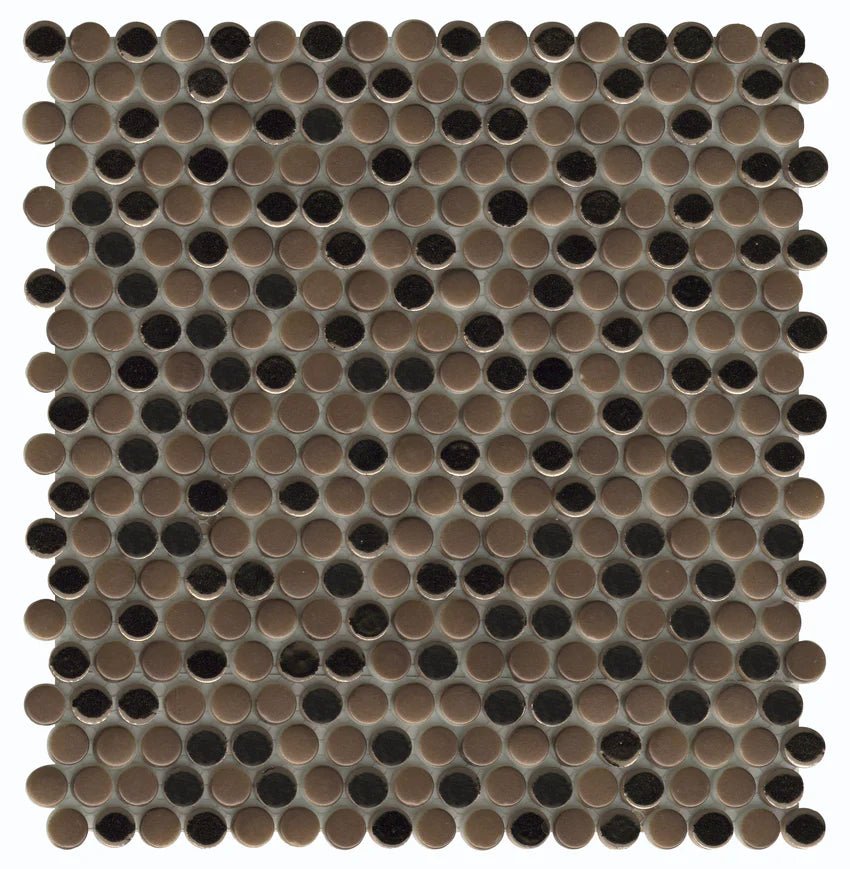 Emser TileEMSER TILE Confetti II Solid Penny on Mesh, Glazed Ceramic Bronze12" X 12" Penny Round MosaicEMSER TILE Confetti II Solid Penny on Mesh, Glazed Ceramic