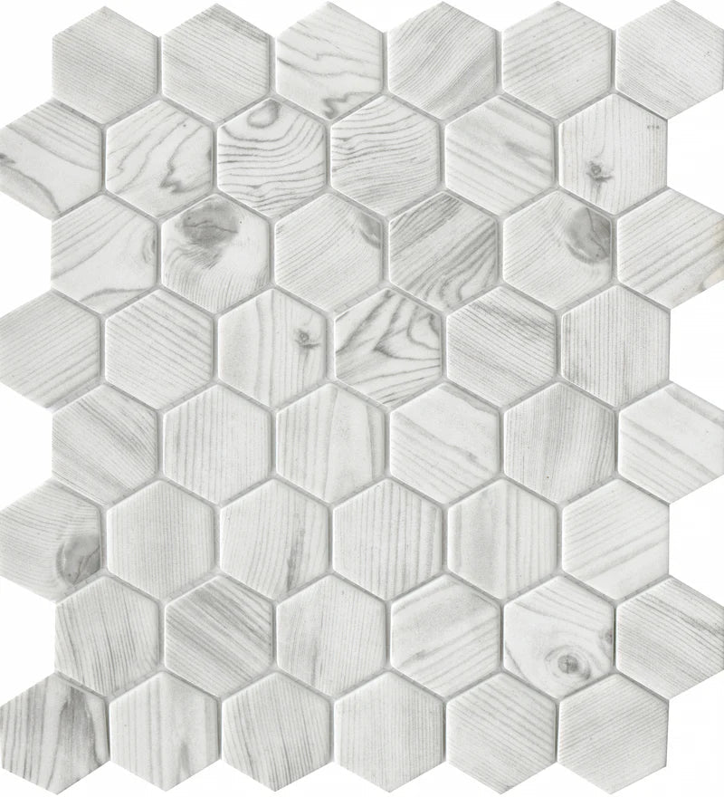 Emser TileEMSER TILE Echo 2" Hex on mesh, Glass Mosaic White12" X 14"EMSER TILE Echo 2" Hex on mesh, Glass Mosaic