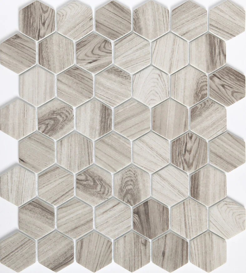 Emser TileEMSER TILE Echo 2" Hex on mesh, Glass Mosaic Gray12" X 14"EMSER TILE Echo 2" Hex on mesh, Glass Mosaic