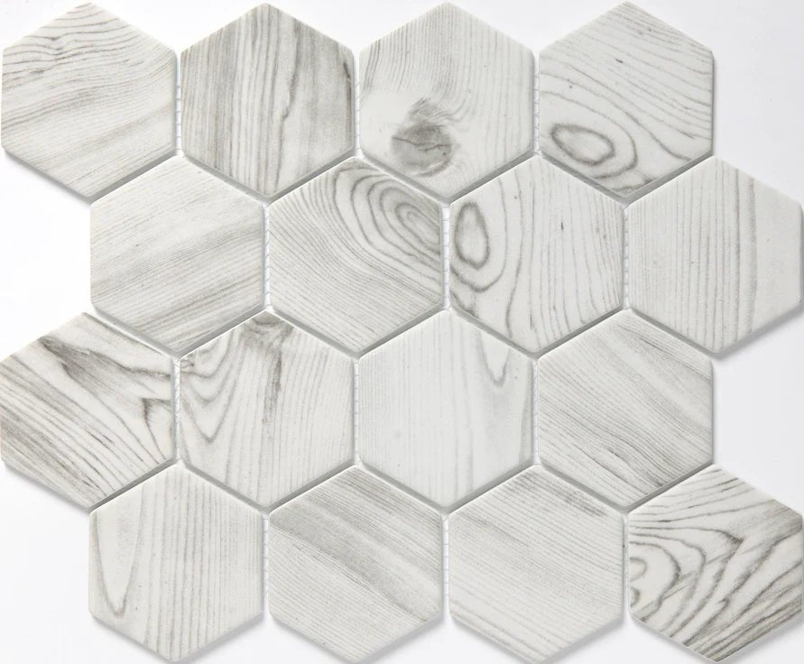 Emser TileEMSER TILE Echo 3" Hex on mesh, Glass Mosaic White12" X 14"EMSER TILE Echo 3" Hex on mesh, Glass Mosaic