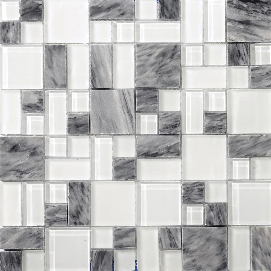 Emser TileEMSER TILE Lucente Gloss + Matte Pattern on 13 X 13 Mesh, Glass Wall Tile & Glass/Stone Blend Mosaic Grazia13" X 13"EMSER TILE Lucente Gloss + Matte Pattern on 13 X 13 Mesh, Glass Wall Tile & Glass/Stone Blend Mosaic