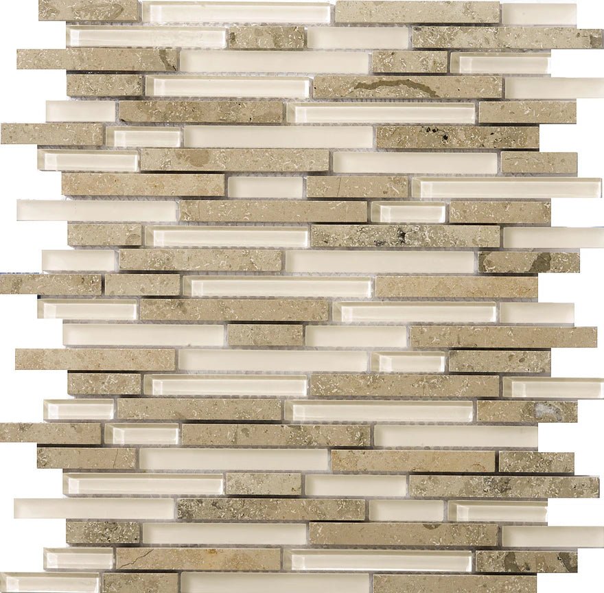 Emser TileEMSER TILE Lucente Linear on 12 X 13 Mesh, Glass Wall Tile & Glass/Stone Blend Mosaic Lido12" X 13"EMSER TILE Lucente Linear on 12 X 13 Mesh, Glass Wall Tile & Glass/Stone Blend Mosaic