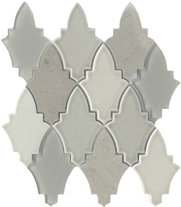 Emser TileEMSER TILE Fleur Arabesque on Mesh, Glazed Ceramic, Stone, & Glass Mosaic Roza11" X 12"EMSER TILE Fleur Arabesque on Mesh, Glazed Ceramic, Stone, & Glass Mosaic