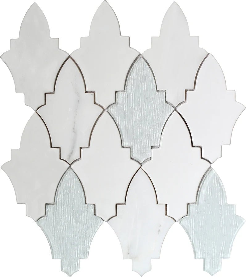 Emser TileEMSER TILE Fleur Arabesque on Mesh, Glazed Ceramic, Stone, & Glass Mosaic Affodill11" X 12"EMSER TILE Fleur Arabesque on Mesh, Glazed Ceramic, Stone, & Glass Mosaic