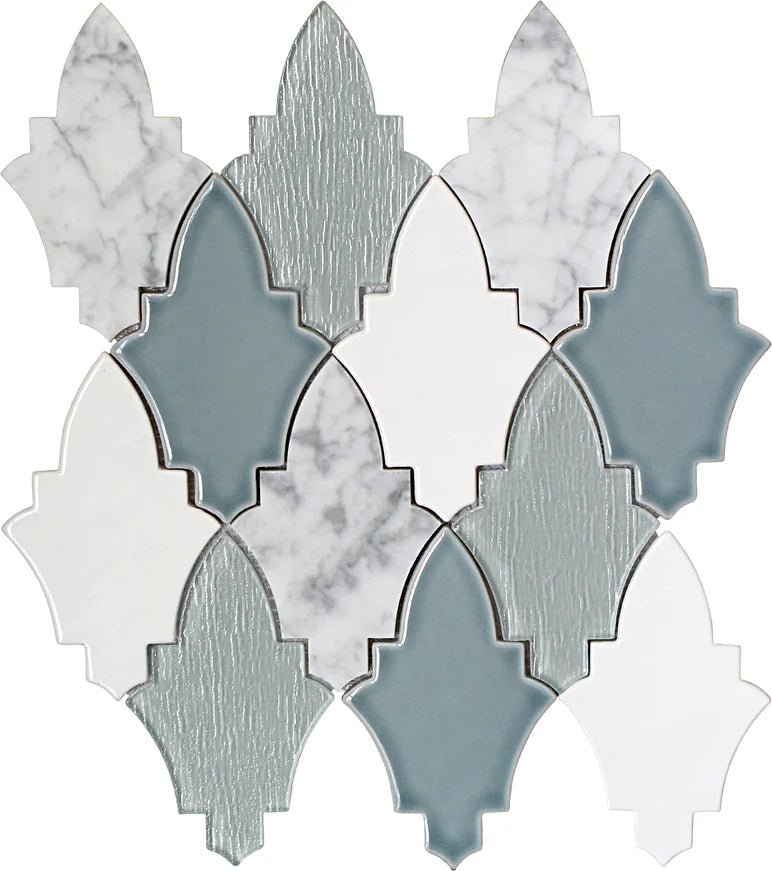 Emser TileEMSER TILE Fleur Arabesque on Mesh, Glazed Ceramic, Stone, & Glass Mosaic Viole11" X 12"EMSER TILE Fleur Arabesque on Mesh, Glazed Ceramic, Stone, & Glass Mosaic