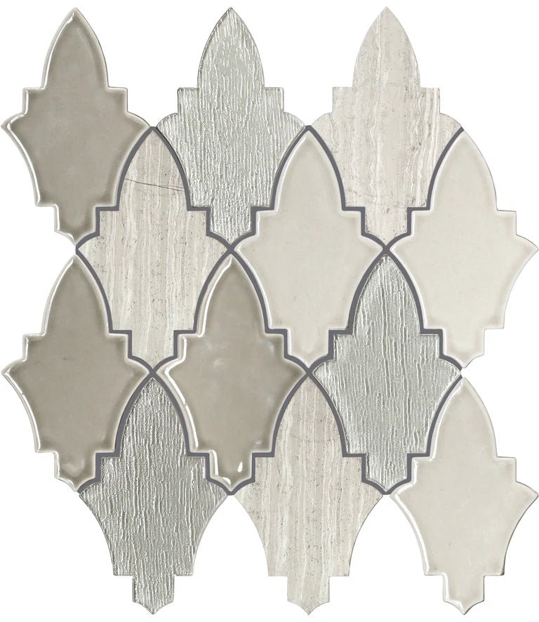 Emser TileEMSER TILE Fleur Arabesque on Mesh, Glazed Ceramic, Stone, & Glass Mosaic Pivione11" X 12"EMSER TILE Fleur Arabesque on Mesh, Glazed Ceramic, Stone, & Glass Mosaic