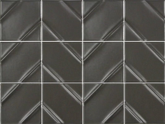 Emser TileEMSER TILE Kumito Chevron on Mesh, Glazed Ceramic Black12" X 16"EMSER TILE Kumito Chevron on Mesh, Glazed Ceramic