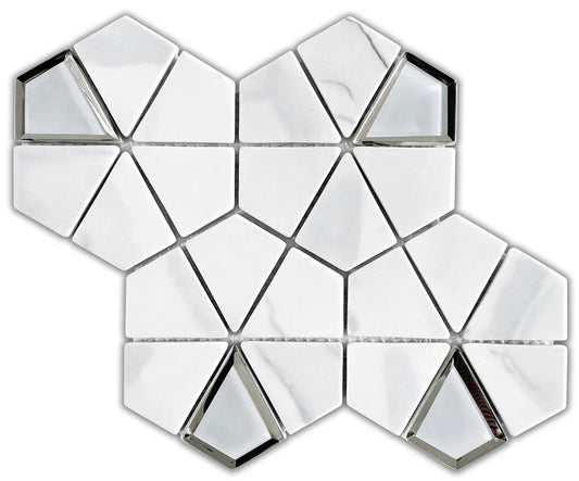 Emser TileEMSER TILE L'amour Kaleidescope on Mesh, Glazed Ceramic White9" X 11"EMSER TILE L'amour Kaleidescope on Mesh, Glazed Ceramic