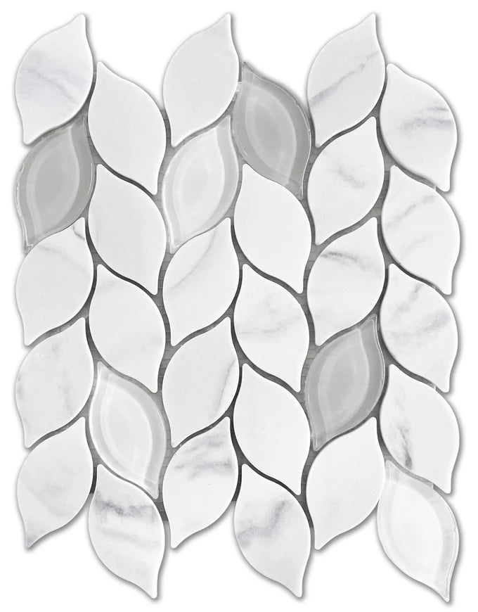 Emser TileEMSER TILE L'amour Leaf on Mesh, Glazed Ceramic White10" X 12"EMSER TILE L'amour Leaf on Mesh, Glazed Ceramic