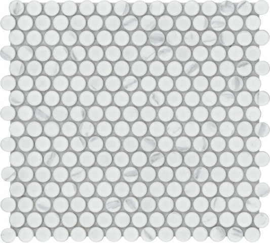 Emser TileEMSER TILE Elegan Penny on mesh, Glazed Porcelain CalacataPenny MosaicEMSER TILE Elegan Penny on mesh, Glazed Porcelain