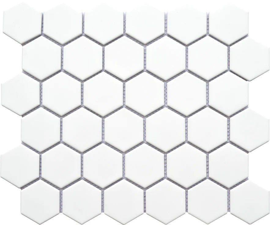 Emser TileEMSER TILE Impact 2" Hex on Mesh, Glazed Porcelain White11" X 13"EMSER TILE Impact 2" Hex on Mesh, Glazed Porcelain