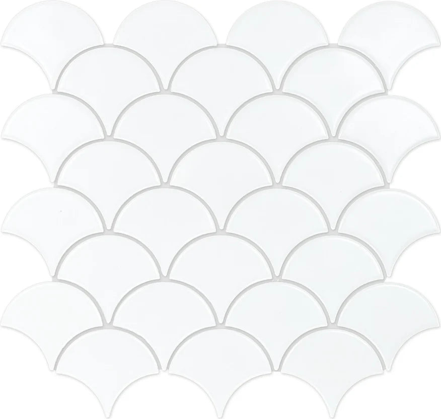 Emser TileEMSER TILE Impact Fan on Mesh, Glazed Porcelain White11" X 12"EMSER TILE Impact Fan on Mesh, Glazed Porcelain