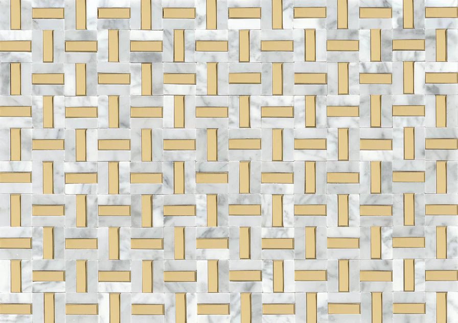 Emser TileEMSER TILE Link On Mesh, Groutless Stone Mosaic White Gold12" X 18"EMSER TILE Link On Mesh, Groutless Stone Mosaic