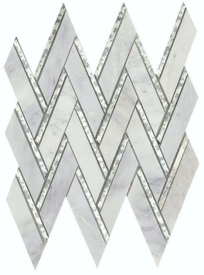 Emser TileEMSER TILE Impulse Marble Chevron on Mesh, Marble, Limestone and Glass Mosaic Winter14" X 15"EMSER TILE Impulse Marble Chevron on Mesh, Marble, Limestone and Glass Mosaic