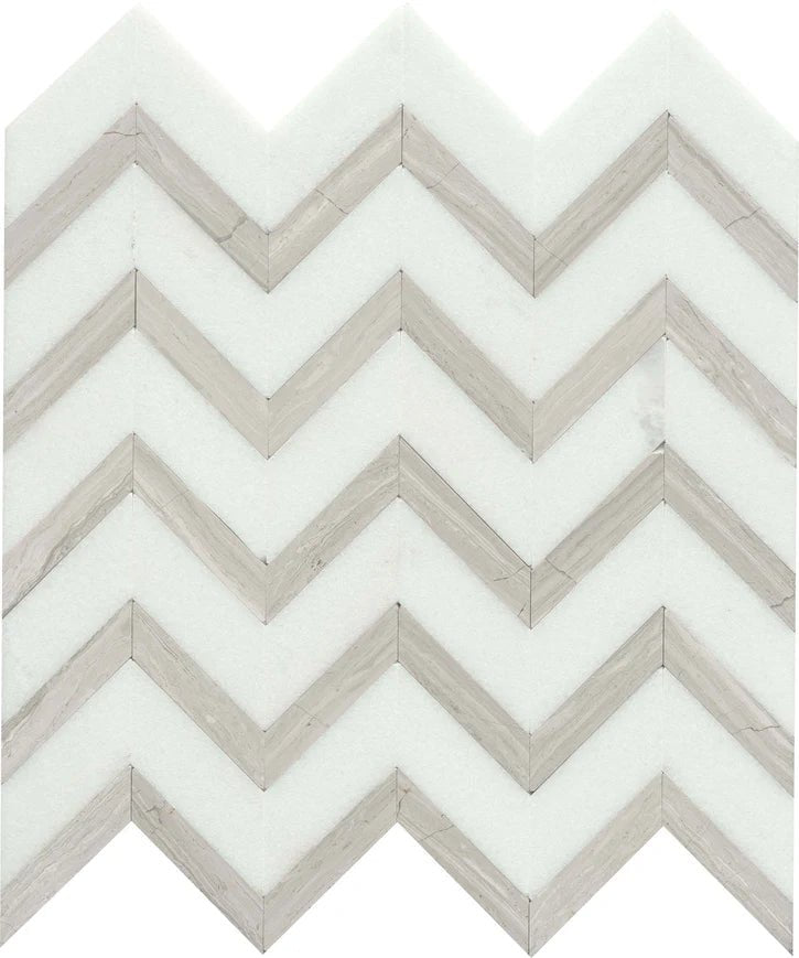 Emser TileEMSER TILE Bizou Chevron on Mesh, Groutless Marble Mosaic White/Cream12" x 13"EMSER TILE Bizou Chevron on Mesh, Groutless Marble Mosaic