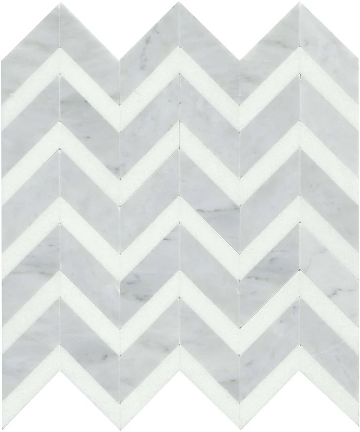 Emser TileEMSER TILE Bizou Chevron on Mesh, Groutless Marble Mosaic White/White12" x 13"EMSER TILE Bizou Chevron on Mesh, Groutless Marble Mosaic