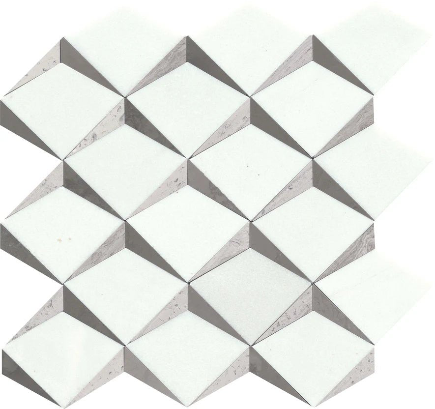 Emser TileEMSER TILE Bizou Crest on Mesh, Groutless Marble Mosaic White/Taupe13" x 13"EMSER TILE Bizou Crest on Mesh, Groutless Marble Mosaic