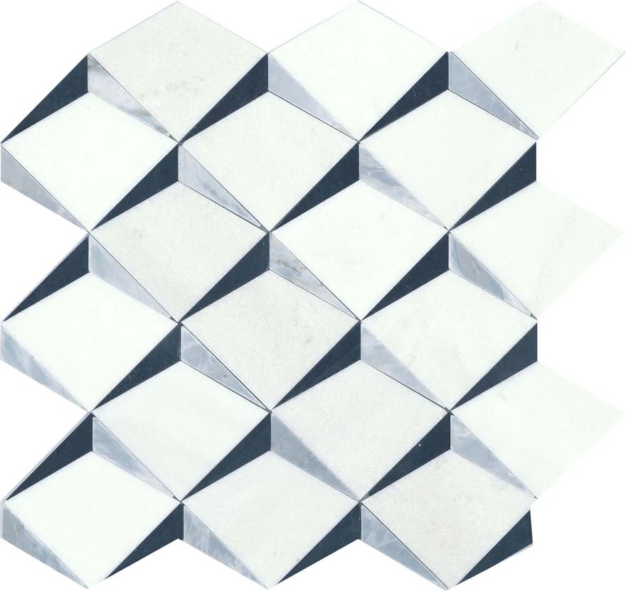 Emser TileEMSER TILE Bizou Crest on Mesh, Groutless Marble Mosaic White/Black13" x 13"EMSER TILE Bizou Crest on Mesh, Groutless Marble Mosaic