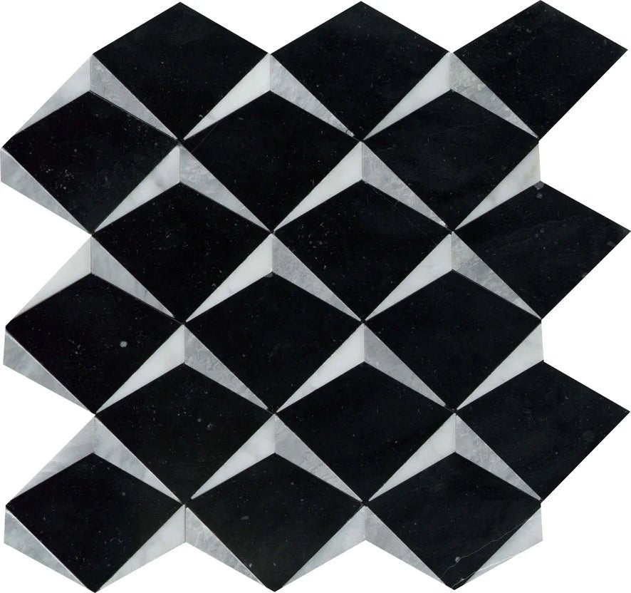 Emser TileEMSER TILE Bizou Crest on Mesh, Groutless Marble Mosaic Black/White13" x 13"EMSER TILE Bizou Crest on Mesh, Groutless Marble Mosaic